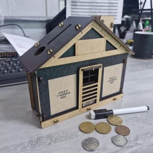 Cofrinho Cofre Casa Banco Dinheiro Woodbox Japones Poupança Preto