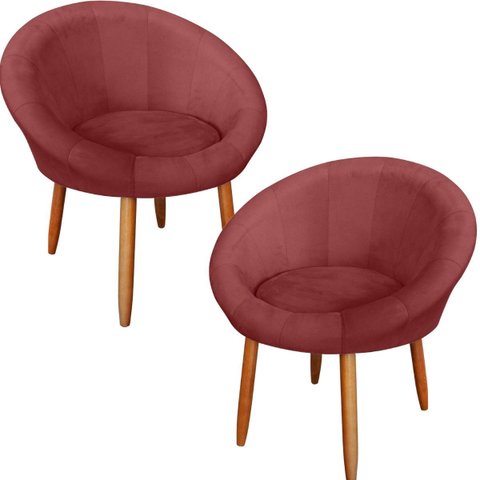 Kit 2 Poltronas Decorativa para Sala de Espera Recepção Resistente Escritório Tecido Veludo Luxo
