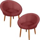 Ver imagem 1 de Kit 2 Poltronas Decorativa para Sala de Espera Recepção Resistente Escritório Tecido Veludo Luxo