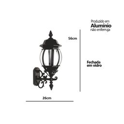 Arandela Colonial Externa Vintage Vidro e Alumínio Preto Lumavi Colonial Clássica - 3