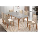 Ver imagem 1 de Conjunto: Mesa Sala Jantar Havana Curvo 180cm + 6 Cadeiras Maldivas Naturale/off White - Suede Creme