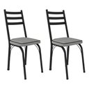 Ver imagem 1 de Kit 2 Cadeiras de Cozinha Luisiana Estampado Platina Pés de Ferro Preto - Pallazio