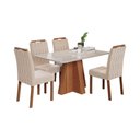 Ver imagem 2 de Sala de Jantar 4 Lugares Tampo de Vidro 130 cm Zenóbia Cadeiras Madeira Maciça Cinamomo/Nude - Panor