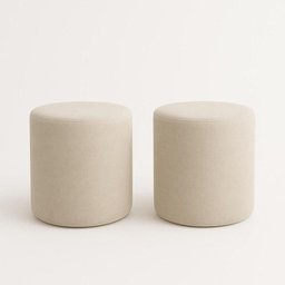Kit 2 Puffs Beca Cilindro Boucle Live - 7 Decor Bege - 1