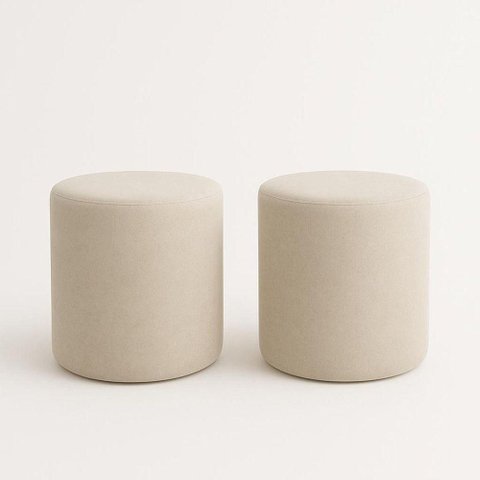 Kit 2 Puffs Beca Cilindro Boucle Live - 7 Decor Bege