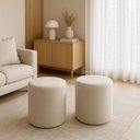 Ver imagem 2 de Kit 2 Puffs Beca Cilindro Boucle Live - 7 Decor Bege