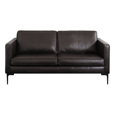 Sofá Decorativo Sala de Estar 2 Lugares 220cm Europa Couro Preto - Mozzelar