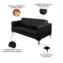 Ver imagem 3 de Sofá Decorativo Sala de Estar 2 Lugares 220cm Europa Couro Preto - Mozzelar