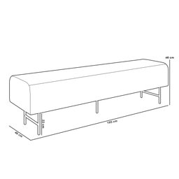 Puff Recamier Decorativo com Pés Industrial 195cm Novara P05 Linho Cinza Claro - Lyam Decor - 5