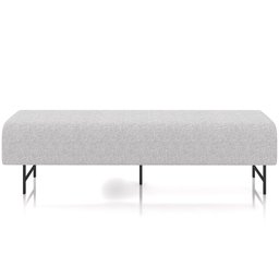 Puff Recamier Decorativo com Pés Industrial 195cm Novara P05 Linho Cinza Claro - Lyam Decor - 3