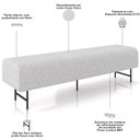 Ver imagem 4 de Puff Recamier Decorativo com Pés Industrial 195cm Novara P05 Linho Cinza Claro - Lyam Decor