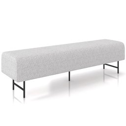 Puff Recamier Decorativo com Pés Industrial 195cm Novara P05 Linho Cinza Claro - Lyam Decor - 1