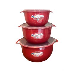 Kit Potes Bacias Livre de Bpa com Tampa 3 Peças Tamanhos - 1