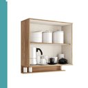 Ver imagem 4 de Armário Aéreo de Cozinha Miami 800mm 2 Portas C Porta Temperos Carraro Freijó com Off White