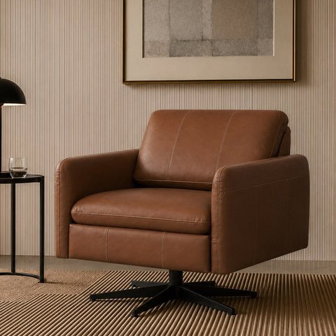 Poltrona Haut Giratória 360° Decorativa Luxo Confortável Premium Livintus Leather