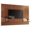 Ver imagem 2 de Painel Tv 70 200cm Suspenso Ripado Link Castanho - Hb Móveis