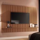 Ver imagem 1 de Painel Tv 70 200cm Suspenso Ripado Link Castanho - Hb Móveis