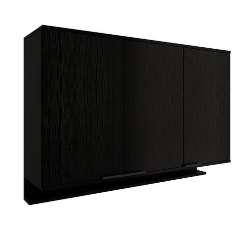 Armário Aéreo de Cozinha Miami 1200mm 3 Portas C Porta Temperos Carraro Preto Touch