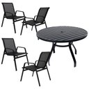 Ver imagem 1 de Conjunto de Mesa 1,20m Ripada + 4 Cadeiras Aluminio Piscina Jardim Preto