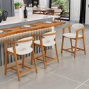 Ver imagem 2 de Kit 04 Banquetas Baixa Cozinha Sala de Jantar Bancada Cecília L02 Linho Cru - Lyam Decor
