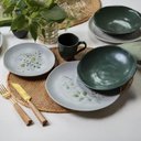 Ver imagem 2 de Jogo Prato Fundo Caneca e Bowl Cerâmica Orgânica Verde Arauc