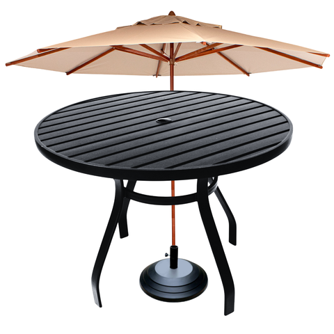 Mesa Alumínio Redonda 120cm com Ombrelone Área Externa