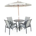 Ver imagem 2 de Conjunto 1 Mesa 4 Cadeiras em Alumínio 1 Ombrelone Branco de 2 Metro Graffite e Tela Café com