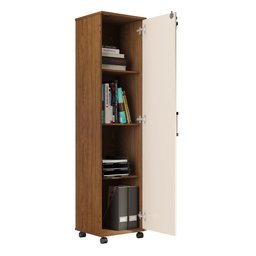 Armário Multifuncional Stella 1 Porta com Chave 3 Prateleiras Freijo/off White - 2