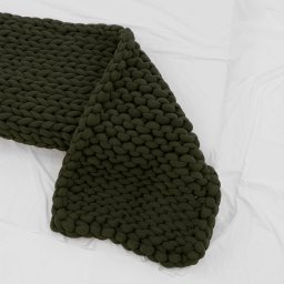 Manta Peseira de Maxi Tricot Queen 0,70x2,20m, Cor Musgo - Magma Cotton - 4