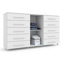 Ver imagem 3 de Cômoda Organizadora Imperial 173cm 10 Gavetas 1 Porta MDP Rodízios Corrediças Telescópicas - Branco