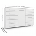 Ver imagem 5 de Cômoda Organizadora Imperial 173cm 10 Gavetas 1 Porta MDP Rodízios Corrediças Telescópicas - Branco