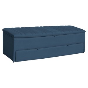 Calçadeira Recamier Baú Sapateira Casal Queen 160cm Ayla Suede Tampo Reto - Estopar Ayla 160cm Suede