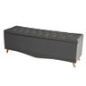 Recamier Calçadeira Baú Barcelona Casal 140 Cm Botão Encapados Pés Palito Suede Grafite do Lar Móvei - 1