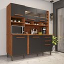 Ver imagem 2 de Armário de Cozinha Porta com Espelho 6 Portas 2 Gavetas Alexia Imop Cinamomo / Grafite