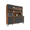 Ver imagem 1 de Armário de Cozinha Porta com Espelho 6 Portas 2 Gavetas Alexia Imop Cinamomo / Grafite