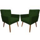 Ver imagem 1 de Kit 2 Poltronas Decorativa Onix Suede Verde Pés Madeira Mz Decor