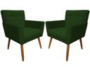 Ver imagem 1 de Kit 2 Poltronas Decorativa Onix Suede Verde Pés Madeira Mz Decor