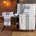 Ver imagem 1 de Kit Suite Casal Padrão Grécia Bordado Jogo de Cama Banho:Branco/Preto