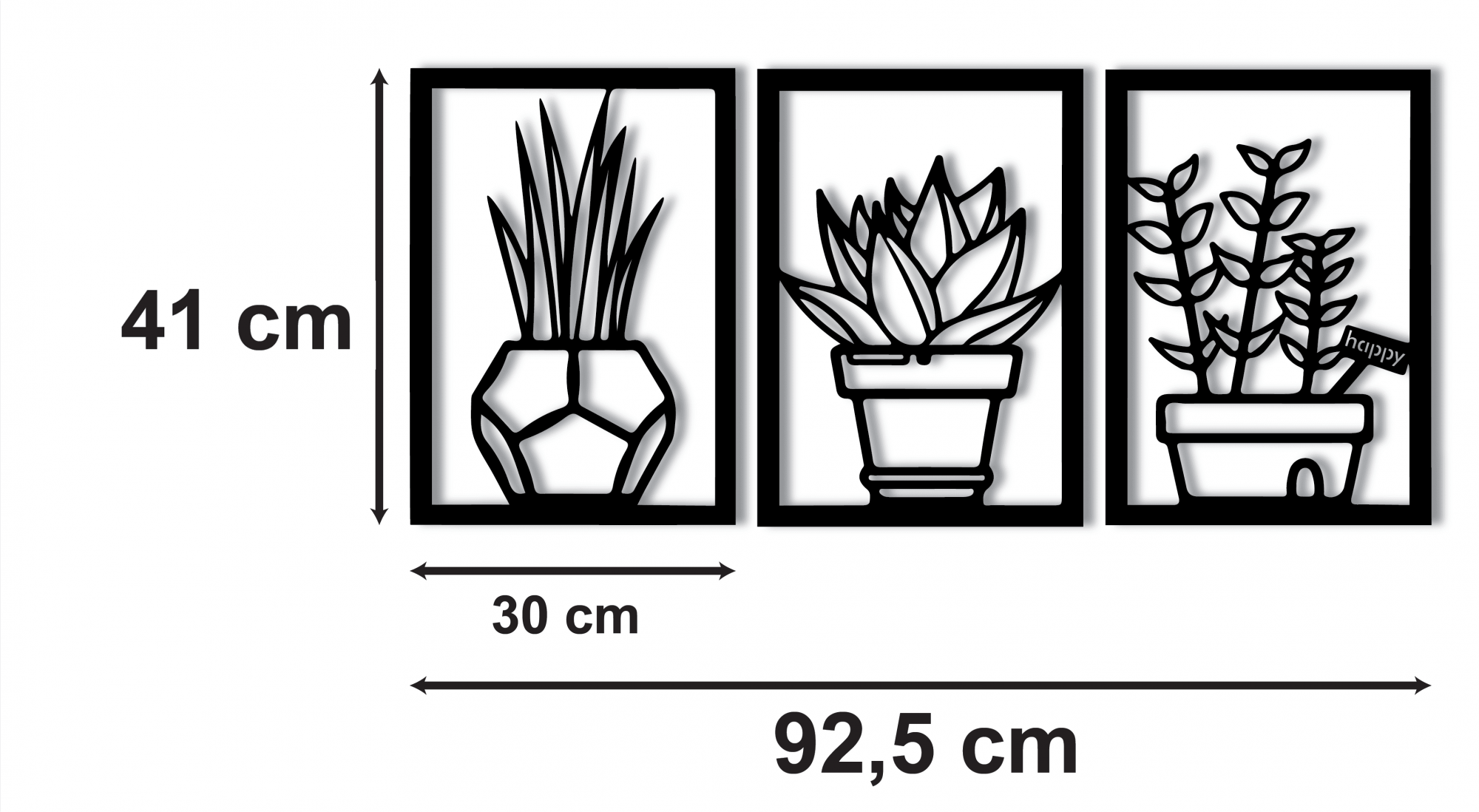 Trio De Quadros Decorativos Em Mdf 6mm Cactos E Suculentas | MadeiraMadeira