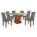 Ver imagem 2 de Conjunto Sala de Jantar 6 Lugares Redonda Tampo 120cm Vidro/MDF Mesa e Cadeiras Barcelona Yescasa