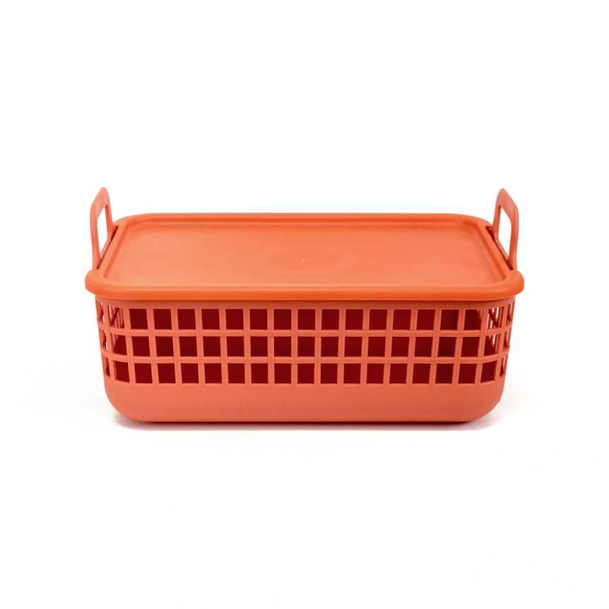 Ver imagem 2 de CESTO TELADO COM TAMPA E ALCAS DE PLASTICO:Terracota