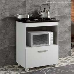 Balcão de cozinha para cooktop e forno 1 porta basculante branco Salvia Kaiki Moveis - 4 BOCAS - 2
