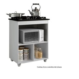 Balcão de cozinha para cooktop e forno 1 porta basculante branco Salvia Kaiki Moveis - 4 BOCAS - 3
