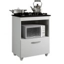 Ver imagem 1 de Balcão de cozinha para cooktop e forno 1 porta basculante branco Salvia Kaiki Moveis - 4 BOCAS