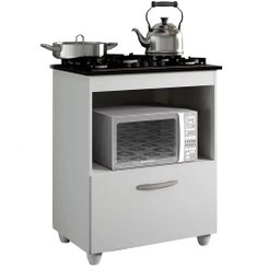 Balcão de cozinha para cooktop e forno 1 porta basculante branco Salvia Kaiki Moveis - 4 BOCAS - 1