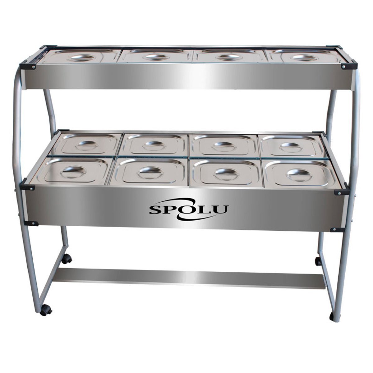 Buffet Combinado Inox 8 Cubas Quentes e 4 Frias com Rodízios - Spolu - Prata 220V SPL-508CO