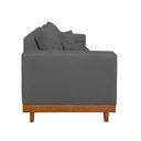 Ver imagem 4 de Kit 2 Poltronas Living + Sofá 3 Lugares Base Madeira Suede Cinza