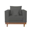Ver imagem 7 de Kit 2 Poltronas Living + Sofá 3 Lugares Base Madeira Suede Cinza