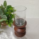 Ver imagem 3 de Castiçal Decorativo de Madeira / Vidro Marrom 25x10x10cm Porta Vela Mesa Jantar