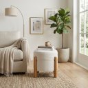Ver imagem 1 de Puff Decorativo Boucle Orgânico Redondo Design Elegante Branco